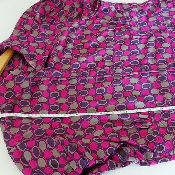 Request Cap Sleeve Shimmer Fuchsia blouse size L - Picture 8 of 13